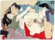 Shunga (春画?) is a Japanese term for erotic art. Most shunga are a type of ukiyo-e, usually executed in woodblock print format. While rare, there are extant erotic painted handscrolls which predate the Ukiyo-e movement. Translated literally, the Japanese word shunga means picture of spring; 'spring' is a common euphemism for sex.<br/><br/>The ukiyo-e movement as a whole sought to express an idealisation of contemporary urban life and appeal to the new chōnin class. Following the aesthetics of everyday life, Edo period shunga varied widely in its depictions of sexuality. As a subset of ukiyo-e it was enjoyed by all social groups in the Edo period, despite being out of favour with the shogunate. Almost all ukiyo-e artists made shunga at some point in their careers, and it did not detract from their prestige as artists. Classifying shunga as a kind of medieval pornography can be misleading in this respect.